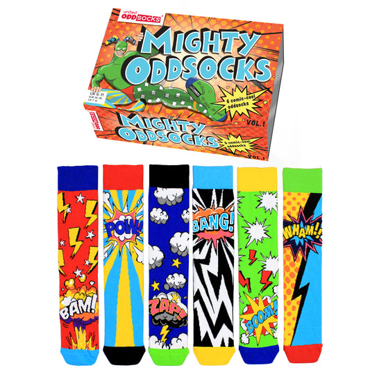 United Oddsocks Mighty Comic Oddsocks 6 Odd Socks Gift Box