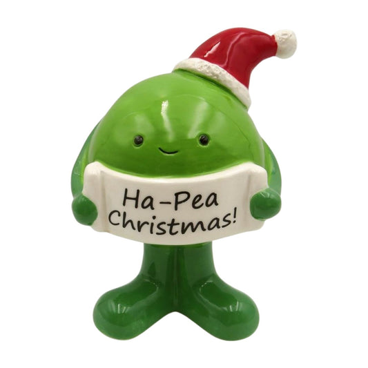 Ceramic “Ha-Pea Christmas” Standing Pea Figure 12.9cm
