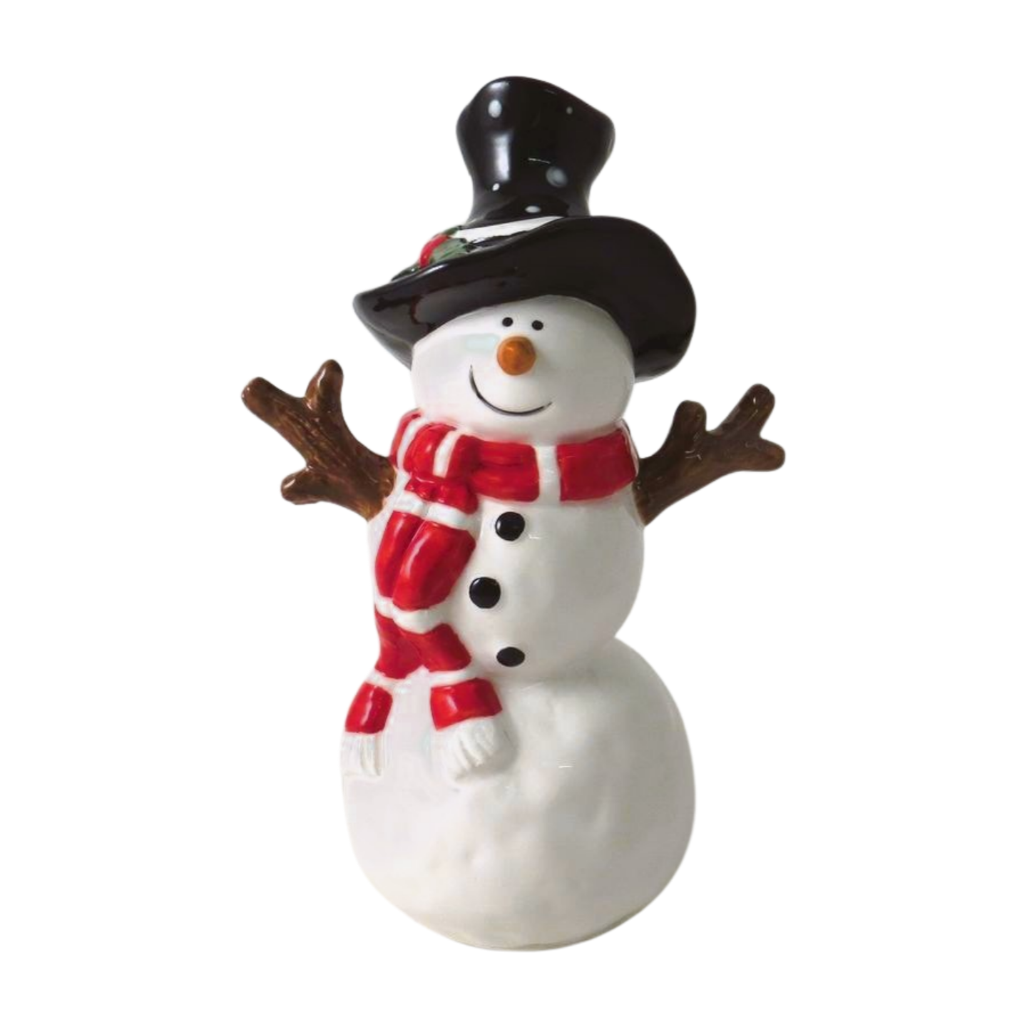 Ceramic Standing Snowman With Carrot Nose Christmas Ornaments - 3 Sizes