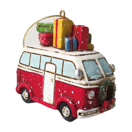 Christmas Snowy Campervan Tree Decoration
