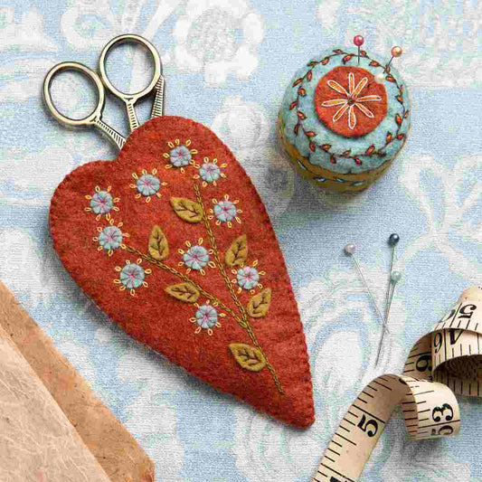 Corinne Lapierre Embroidered Scissors Pouch & Mini Pincushion Felt Craft Mini Kit
