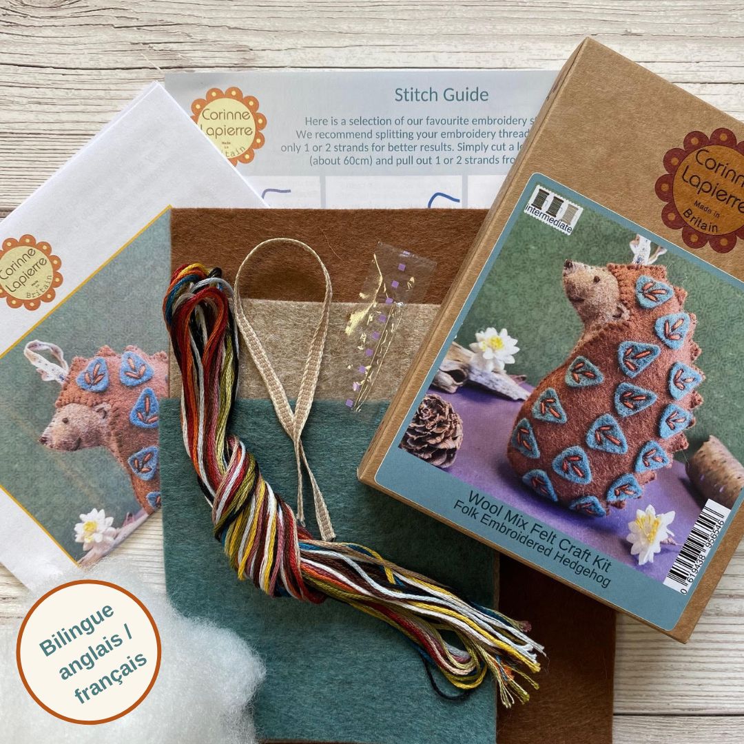Corinne Lapierre Folk Embroidered Hedgehog Felt Craft Mini Kit