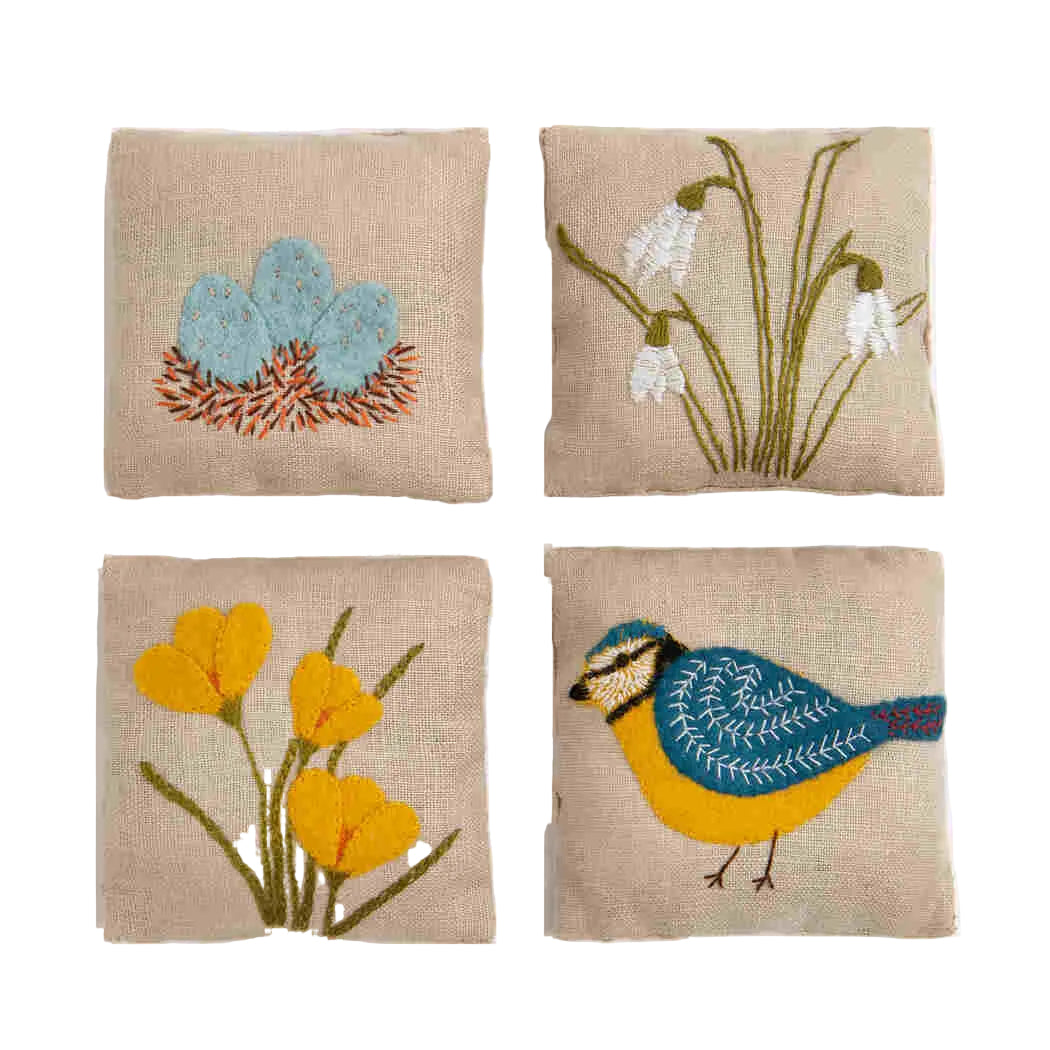 Corinne Lapierre Linen Lavender Bag Embroidery kit - Spring Garden