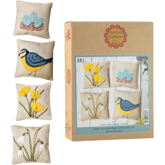 Corinne Lapierre Linen Lavender Bag Embroidery kit - Spring Garden