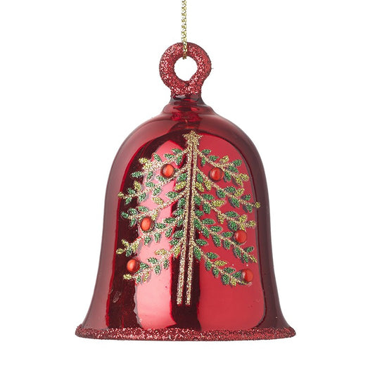 Red Glass Bell Christmas Hanging Decoration