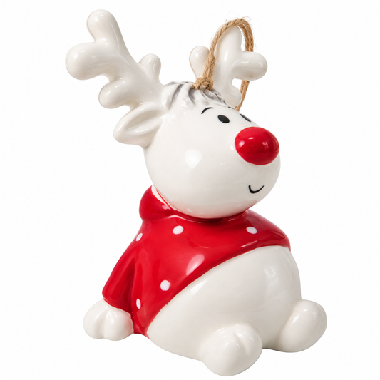 Sitting Reindeer Hanging Christmas Decoration - Single