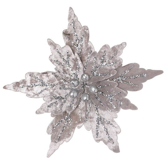 Silver Glitter Flower 18cm