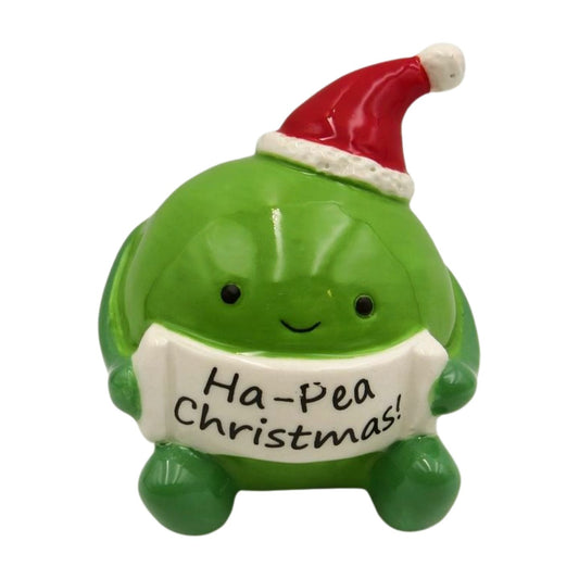 Ceramic “Ha-Pea Christmas” Sitting Pea Decoration