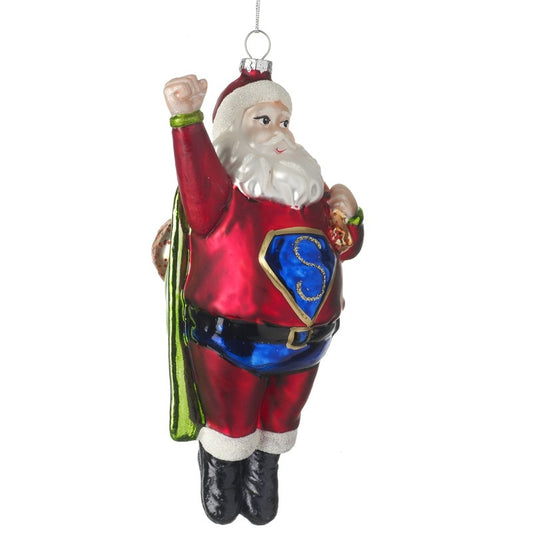 Hanging Glass Super Santa Decoration