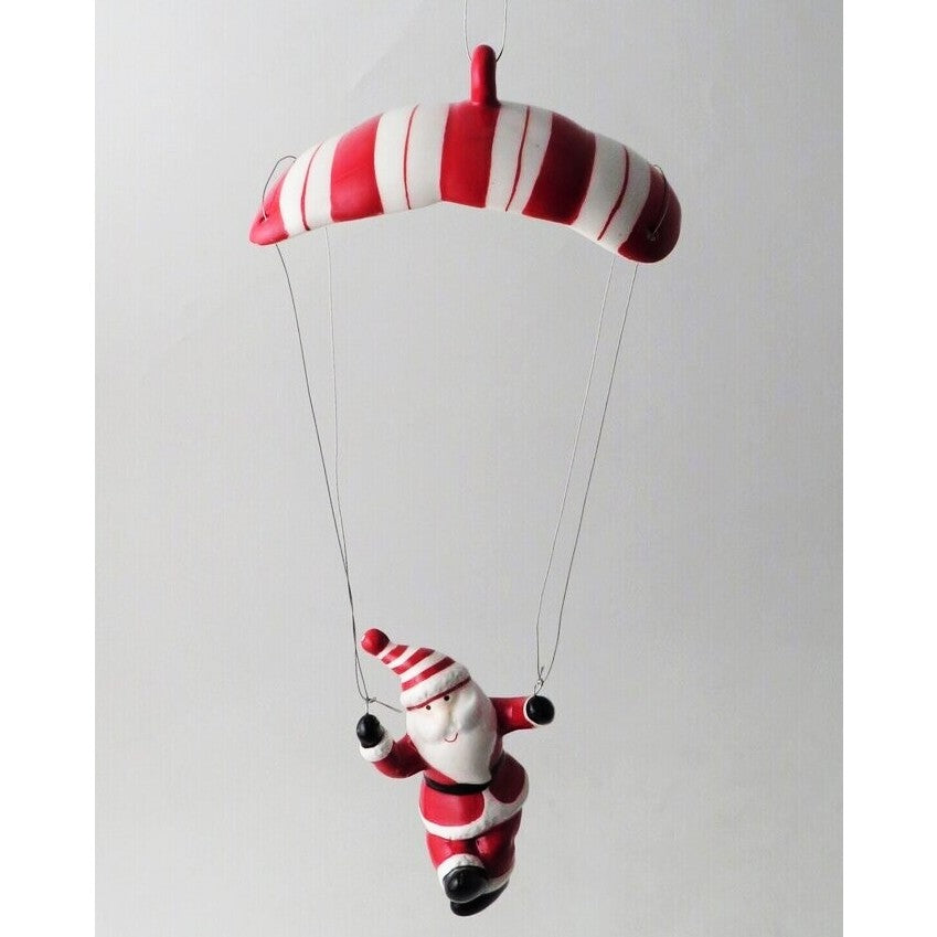 Hanging Santa with Red & White Parachute