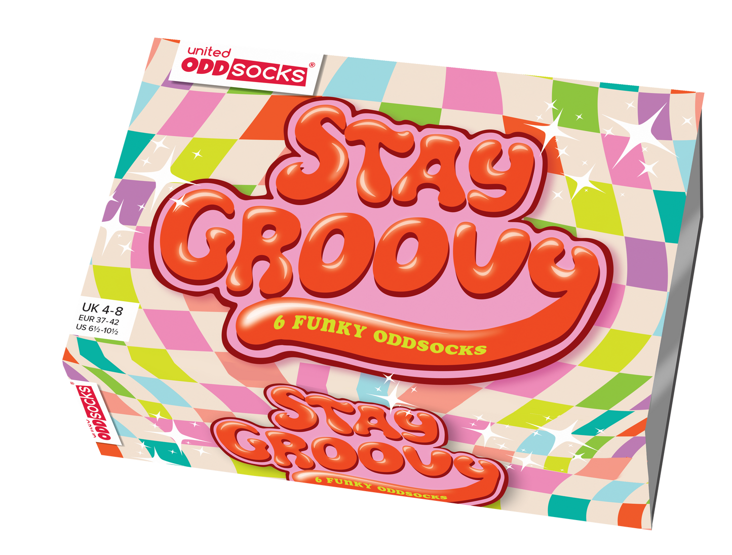 United Oddsocks Stay Groovy It 6 Odd Socks Gift Box-Ladies Size 4-8