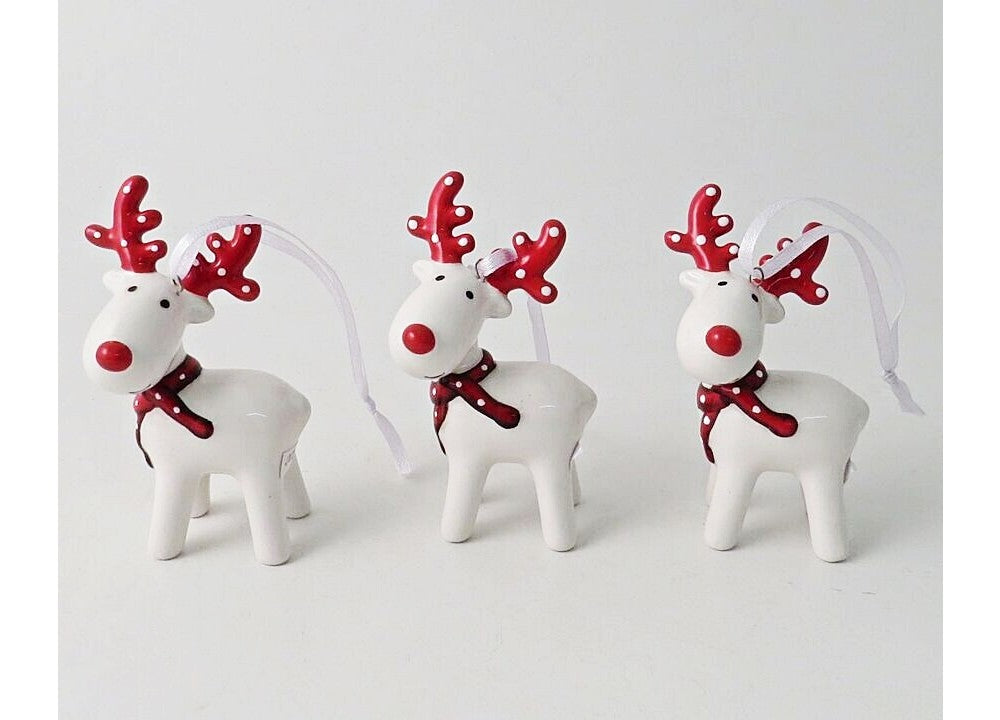 Hanging White Reindeer Christmas Tree Decoration - SINGLE