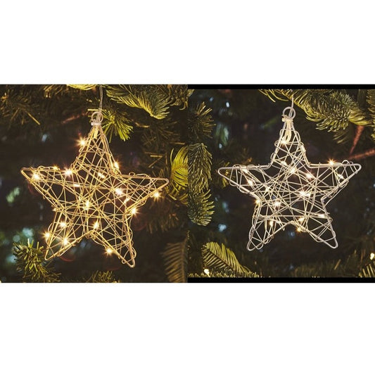 Hanging Wire Star LED - Gold or Silver