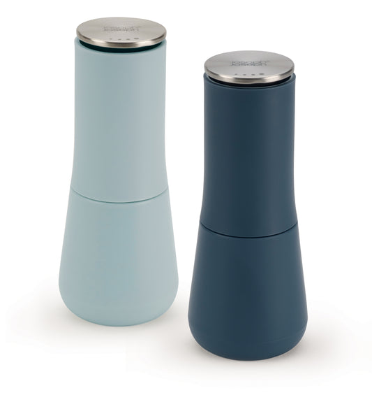 Joseph Joseph Milltop Blue Non-Spill Salt and Pepper Mill Set