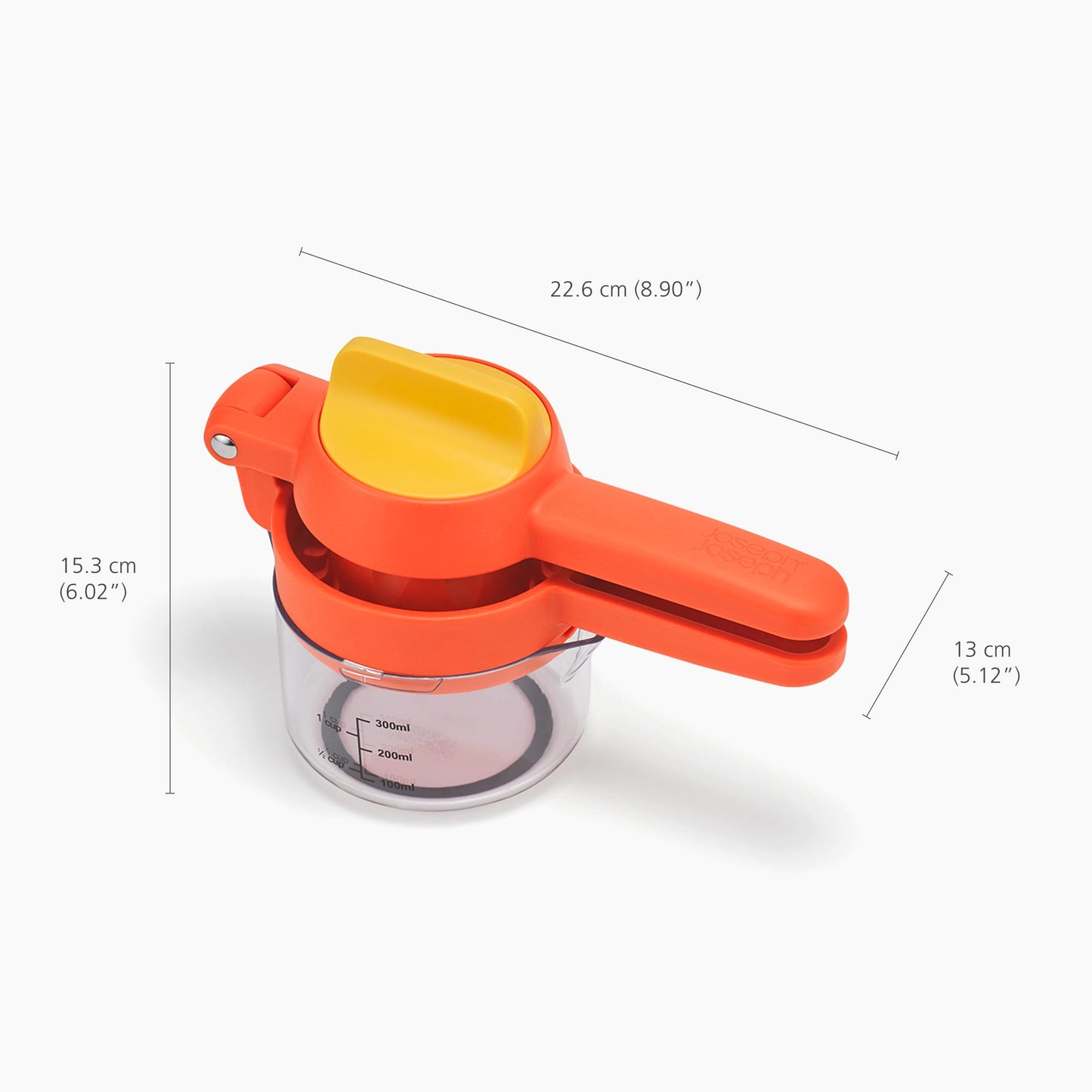 Joseph Joseph JuiceMax Plus Dual-Action Orange Citrus Press with Measuring Cup