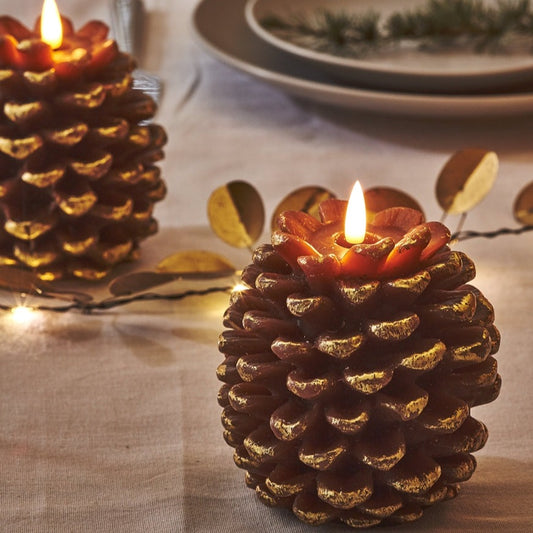 Pinecone Candle Gold - LED Battery