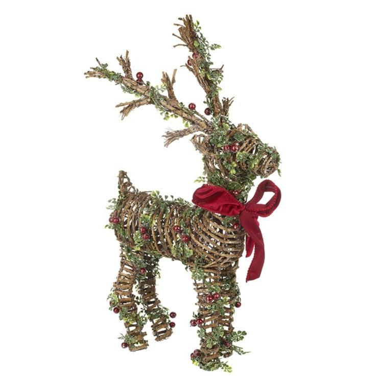 Rattan Reindeer With Red Bow