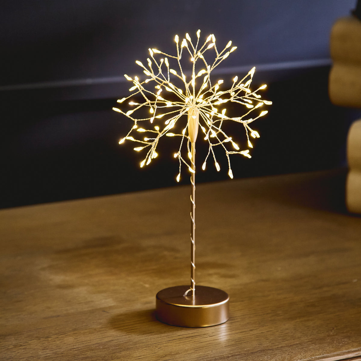 Mini Table Dandelion Battery Light -Silver or Gold – 120 Warm White LEDs