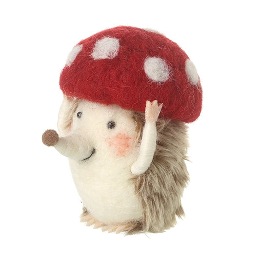 Felt Hedgehog With Toadstool Hat