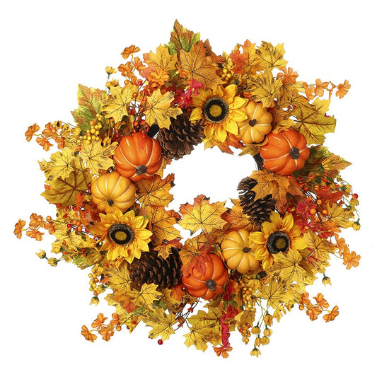 Pumpkin & Flower Autumn Wreath 65cm