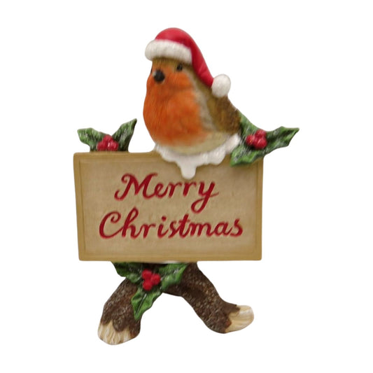 Merry Christmas Robin & Holly Standing Sign 14cm