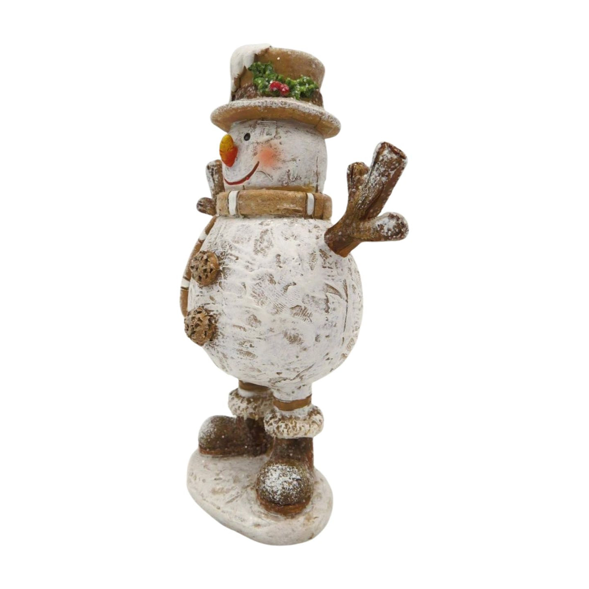 Resin Standing Snowman Christmas Figure with Brown Hat by Giftware Trading – 3 Sizes