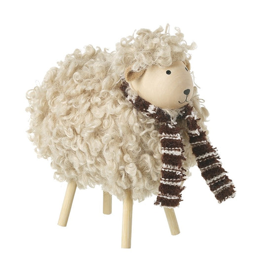 Standing Woolly Sheep With Scarf