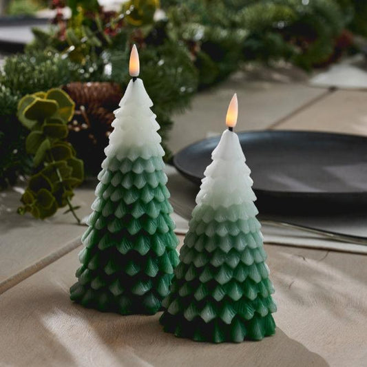 Battery Winter Tree Candles Set of 2