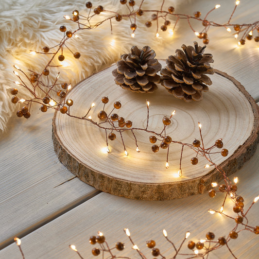 Woodland Berry Brown 100 LED Battery Lights