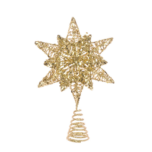 Gold Glitter Star Christmas Tree Topper – 18cm Festive Tree Decoration