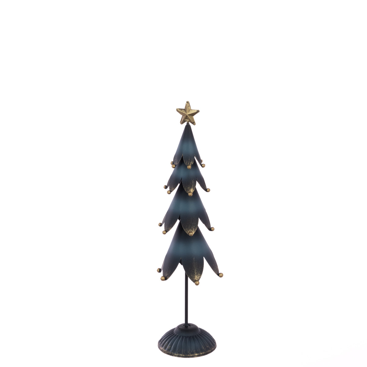 Metal Dark Blue-Black & Gold Christmas Tree With Star – 32cm & 40cm