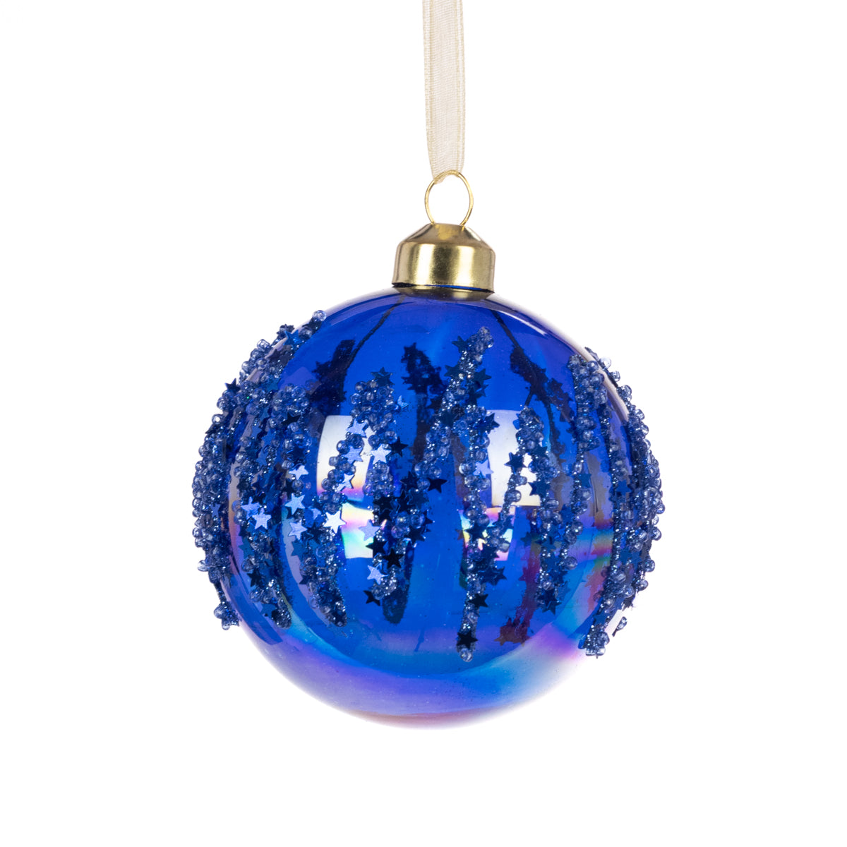 Blue Glass Tessa Bauble 8cm