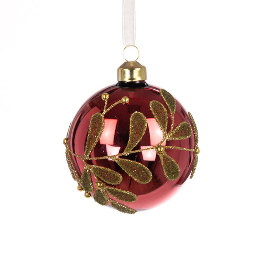 Red & Gold Glass Virginia Bauble 8cm