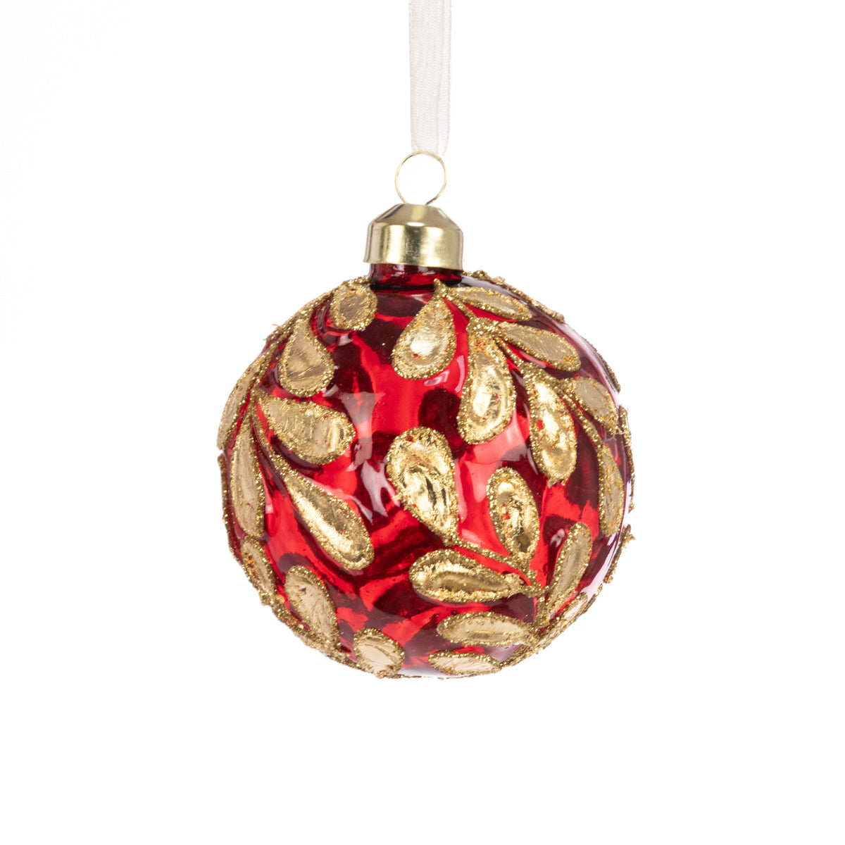 Red & Gold Glass Zoe Bauble 8cm