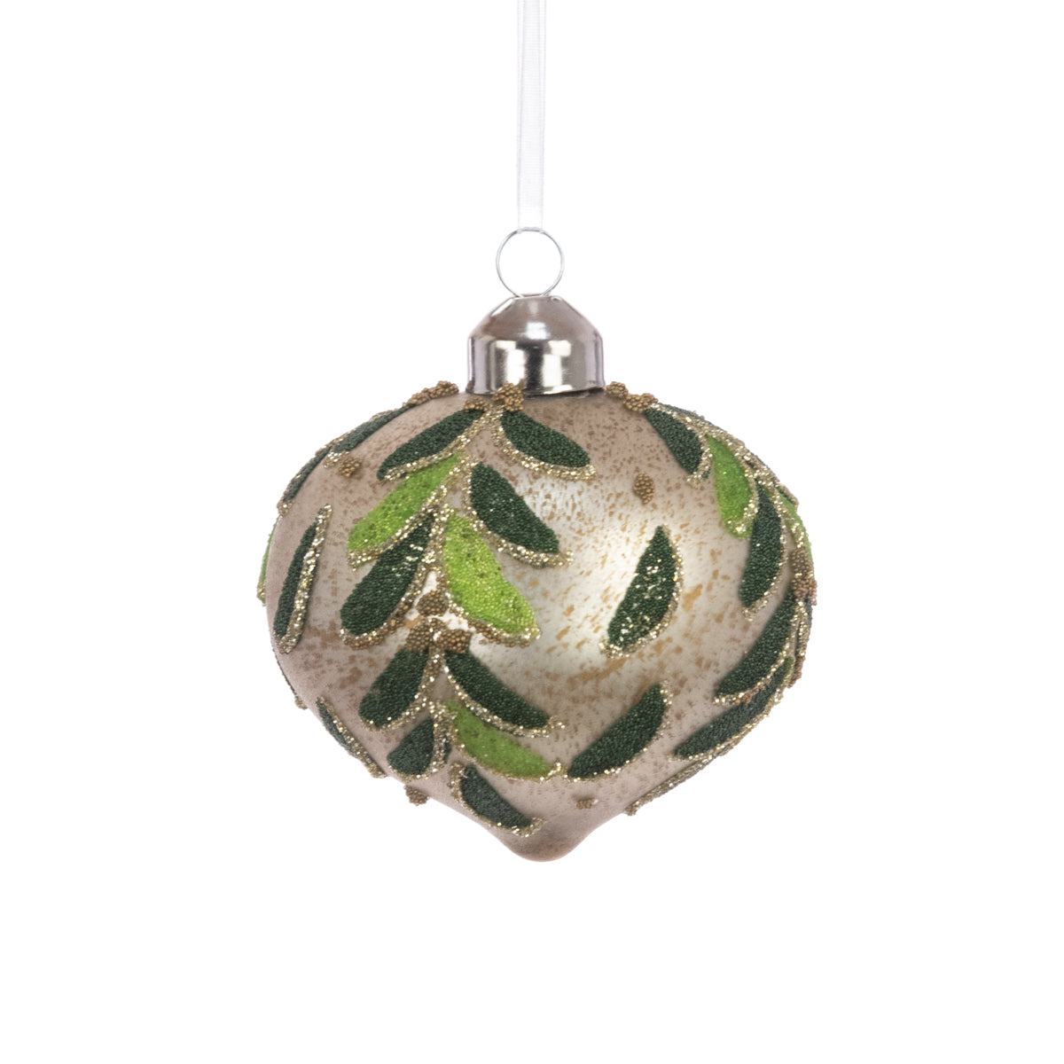 Nelma Glass Onion Christmas Bauble Green & Gold