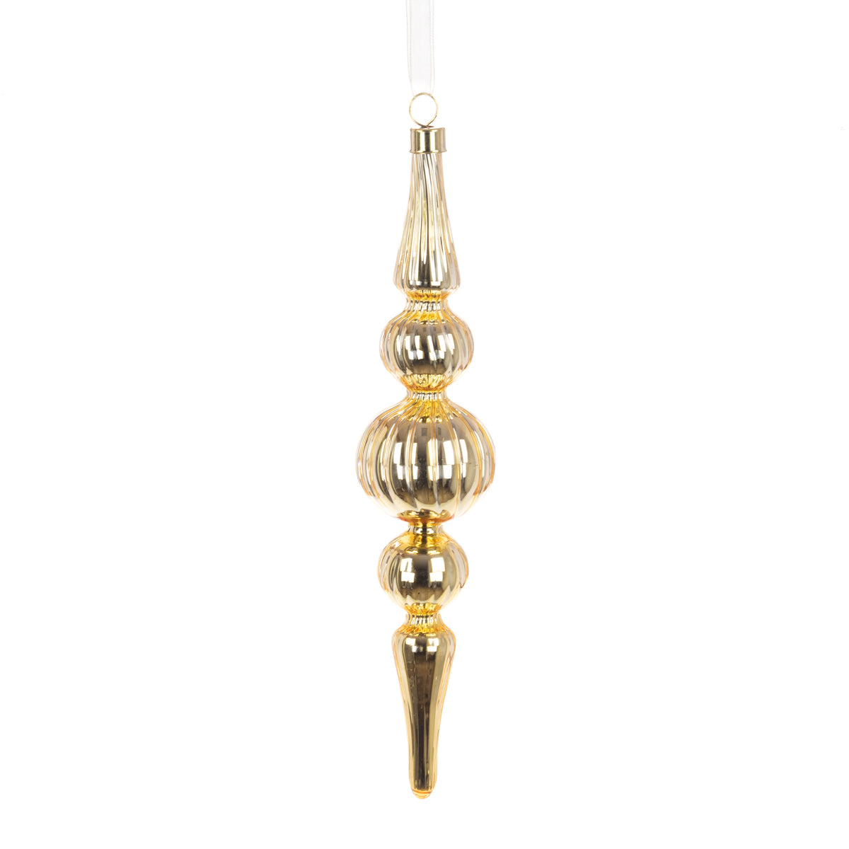 Glass Gold Finial Hanger 21cm – Gold Christmas Tree Decoration