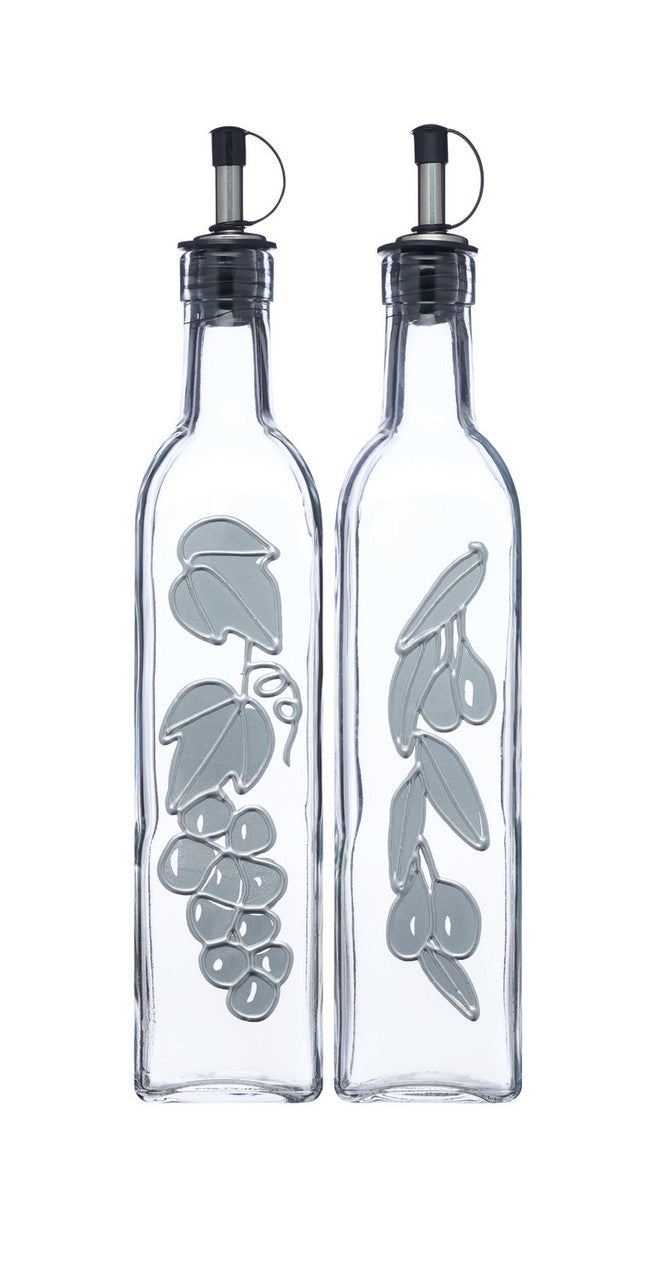 KitchenCraft World of Flavours Italian Set of 2 Glass Oil and Vinegar Bottles