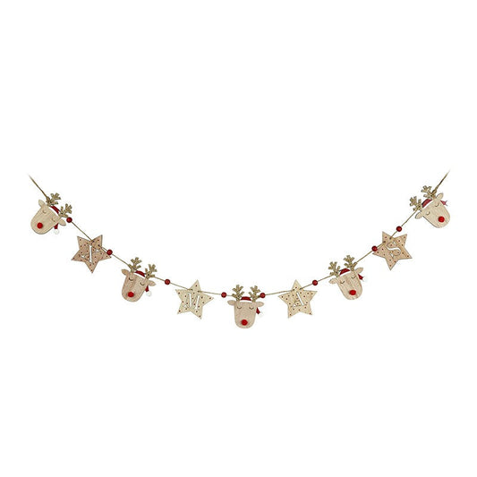 Wooden Reindeer And Star Garland