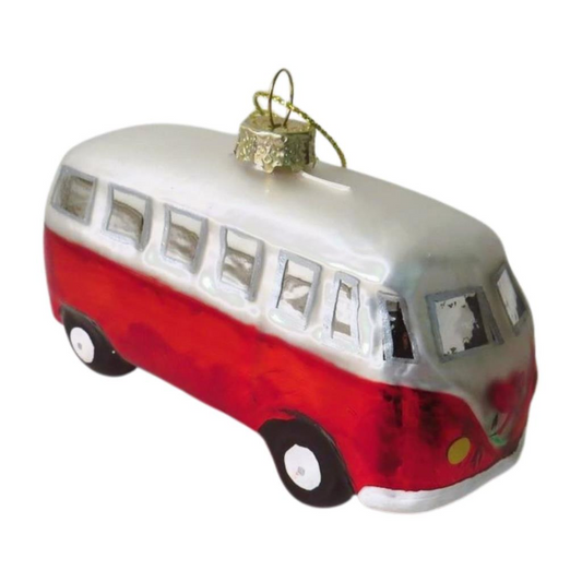 Red & White Campervan Christmas Hanging Decoration 10cm