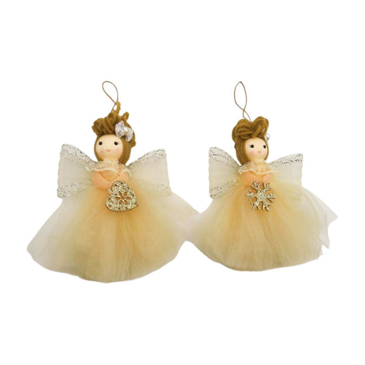 SINGLE Gold Fabric Hanging Angel Christmas Tree Decoration