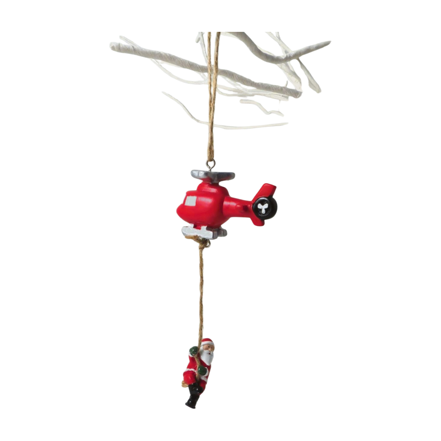 Santa & Snowman Hanging Helicopter Christmas Decoration 18cm
