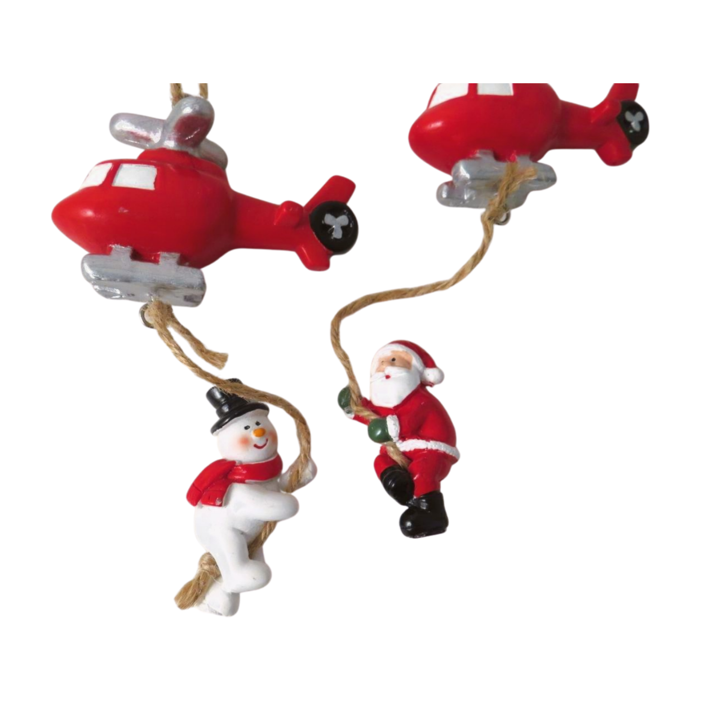 Santa & Snowman Hanging Helicopter Christmas Decoration 18cm