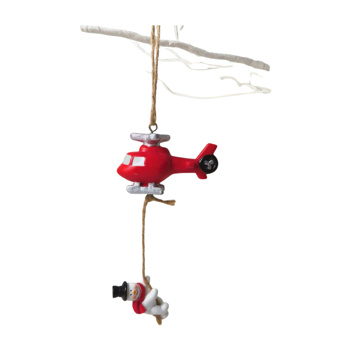 Santa & Snowman Hanging Helicopter Christmas Decoration 18cm