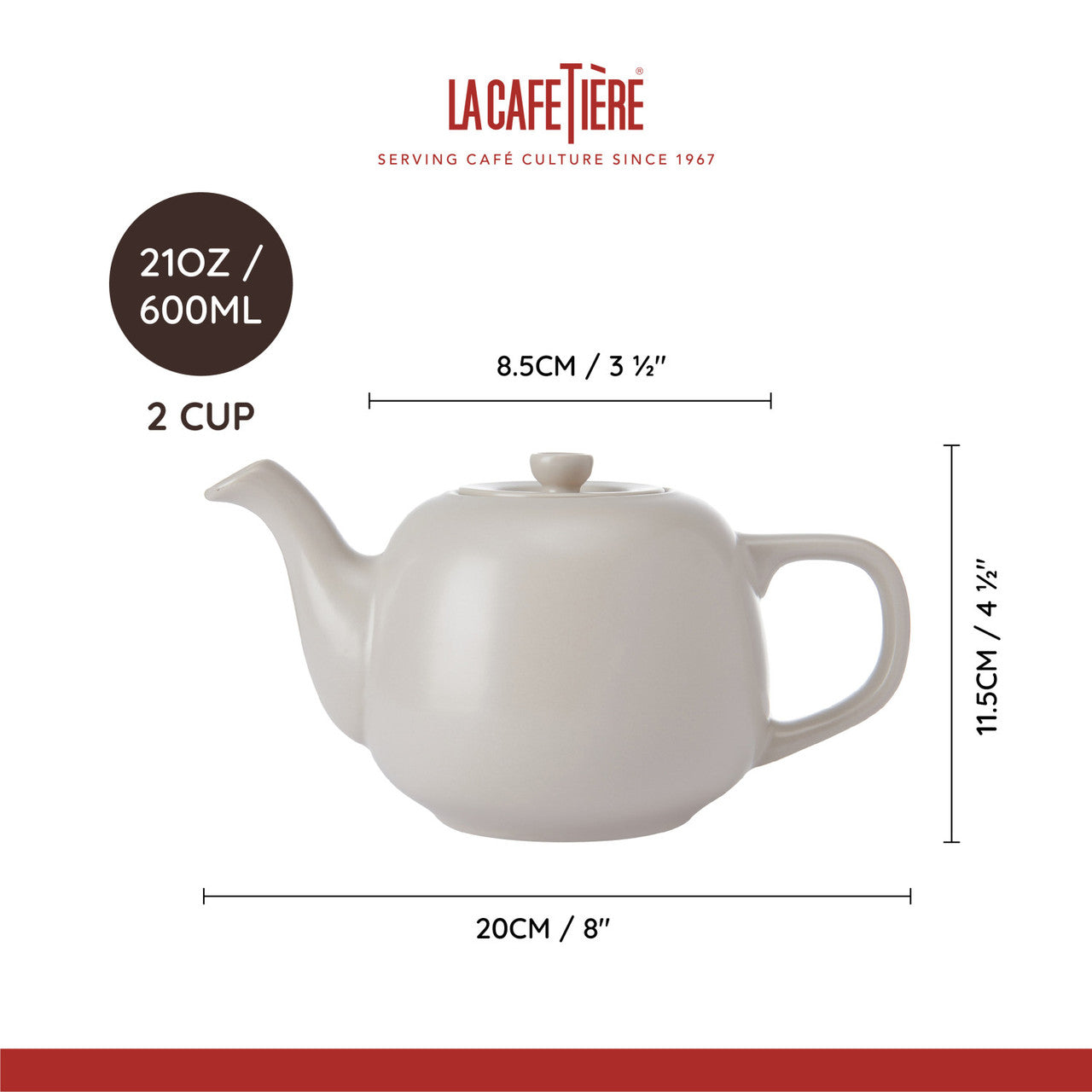 La Cafetière Classic Teapot, Latte, 600ML