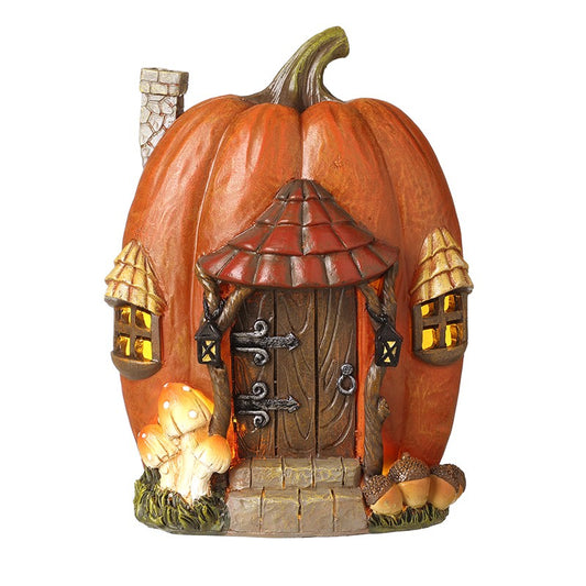 Orange Resin Led Light Up Pumpkin House