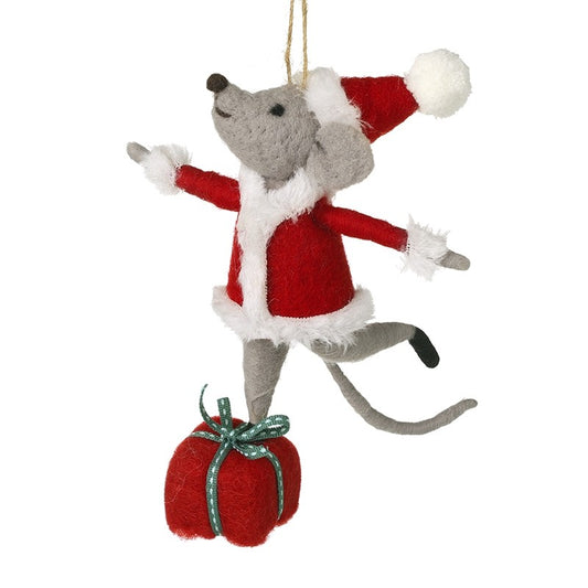 Felt Mouse In Christmas Santa Outfit