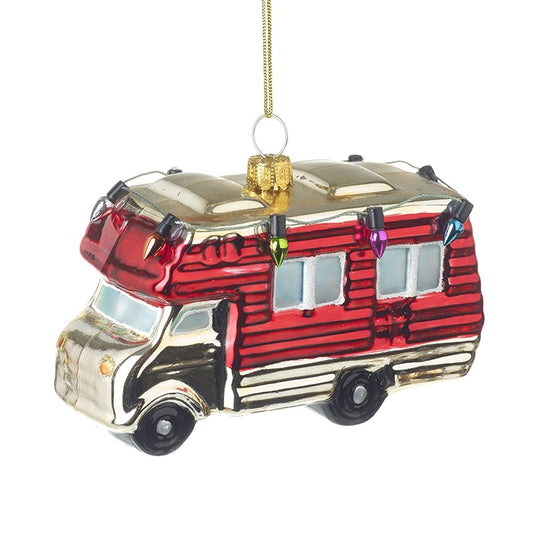 Glass Hanging Red Campervan