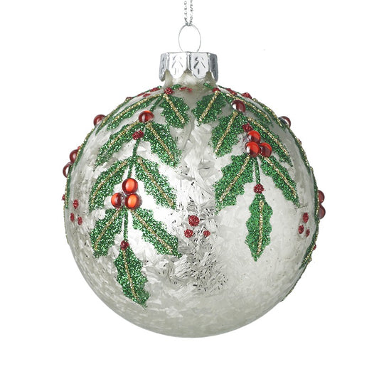Holly Leaf Glass Bauble