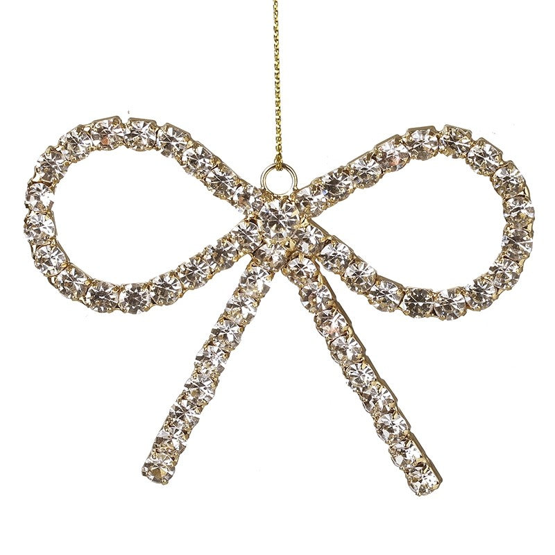 Metal & Glass Hanging Bow Christmas Decoration