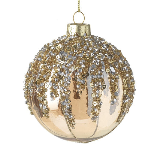 Opaque Glass Bauble With Small Sequins